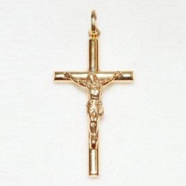 CRUZ ORO AMARILLO CON CRISTO