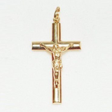 CRUZ ORO AMARILLO CON CRISTO