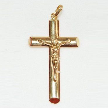 CRUZ ORO AMARILLO CON CRISTO