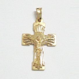 CRUZ ORO AMARILLO CON CRISTO