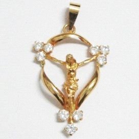 CRUZ ORO AMARILLO CON CRISTO