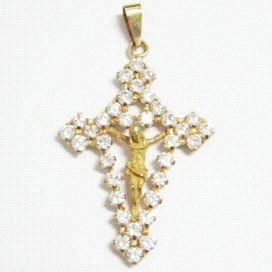 CRUZ ORO AMARILLO CON CRISTO
