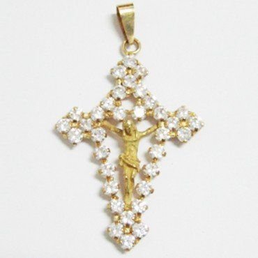 CRUZ ORO AMARILLO CON CRISTO