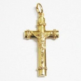 CRUZ ORO AMARILLO CON CRISTO