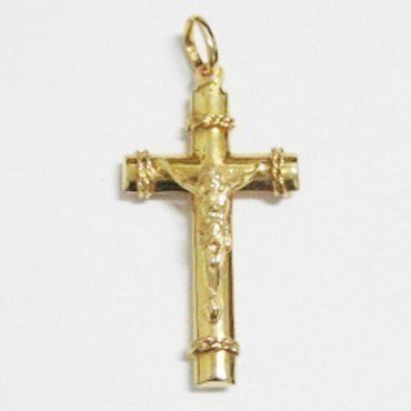CRUZ ORO AMARILLO CON CRISTO