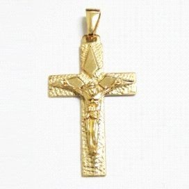 CRUZ ORO AMARILLO CON CRISTO
