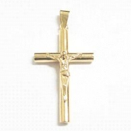 CRUZ ORO AMARILLO CON CRISTO