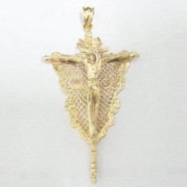 CRUZ ORO AMARILLO CON CRISTO
