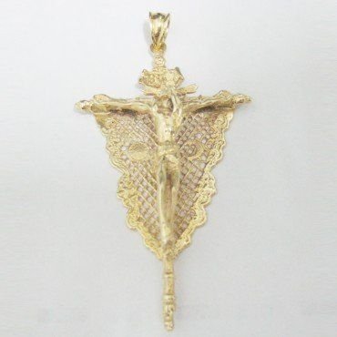 CRUZ ORO AMARILLO CON CRISTO