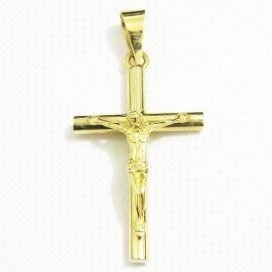 CRUZ ORO AMARILLO CON CRISTO