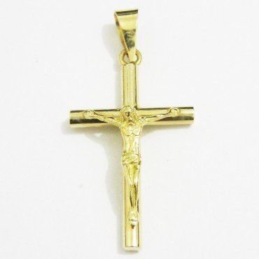 CRUZ ORO AMARILLO CON CRISTO