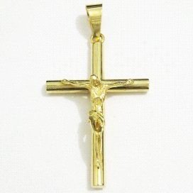 CRUZ ORO AMARILLO CON CRISTO