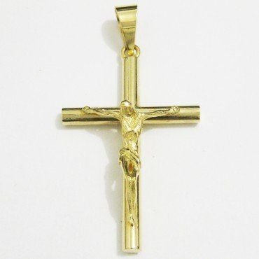 CRUZ ORO AMARILLO CON CRISTO