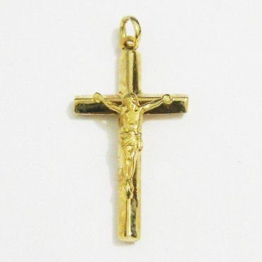 CRUZ ORO AMARILLO CON CRISTO