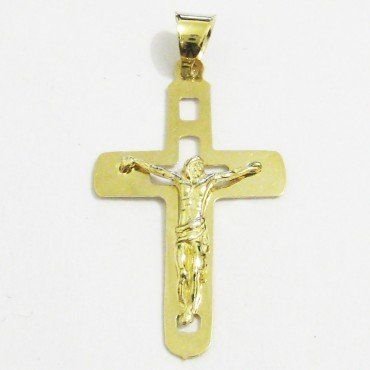 CRUZ ORO AMARILLO CON CRISTO