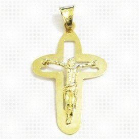 CRUZ ORO AMARILLO CON CRISTO