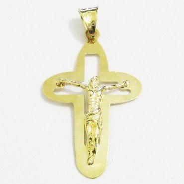 CRUZ ORO AMARILLO CON CRISTO