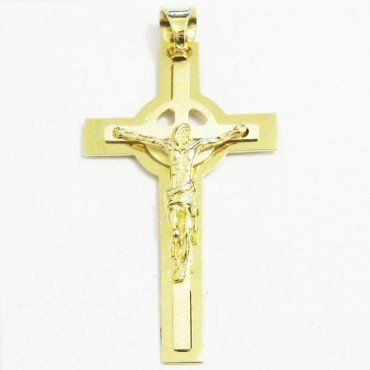 CRUZ ORO AMARILLO CON CRISTO