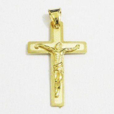 CRUZ ORO AMARILLO CON CRISTO