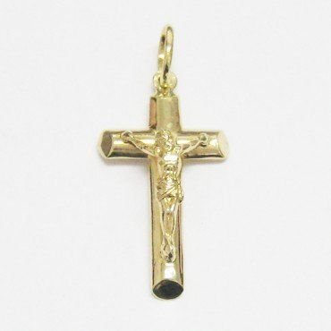 CRUZ ORO AMARILLO CON CRISTO