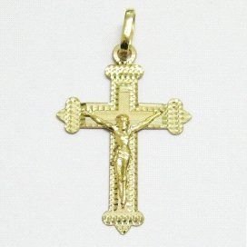 CRUZ ORO AMARILLO CON CRISTO