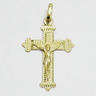 CRUZ ORO AMARILLO CON CRISTO