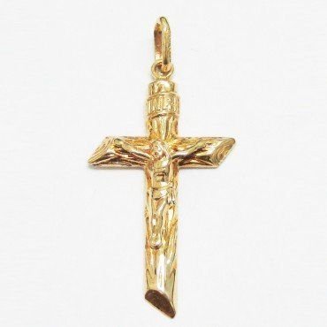 CRUZ ORO AMARILLO CON CRISTO