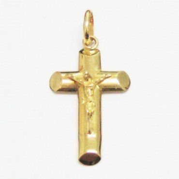 CRUZ ORO AMARILLO CON CRISTO
