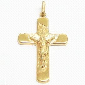 CRUZ ORO AMARILLO CON CRISTO