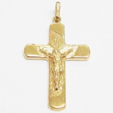 CRUZ ORO AMARILLO CON CRISTO
