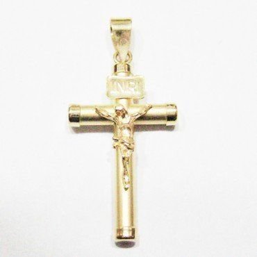 CRUZ ORO AMARILLO CON CRISTO
