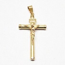CRUZ ORO AMARILLO CON CRISTO
