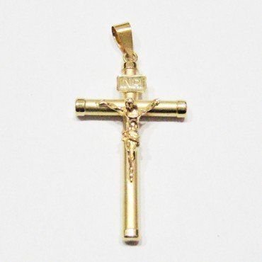 CRUZ ORO AMARILLO CON CRISTO