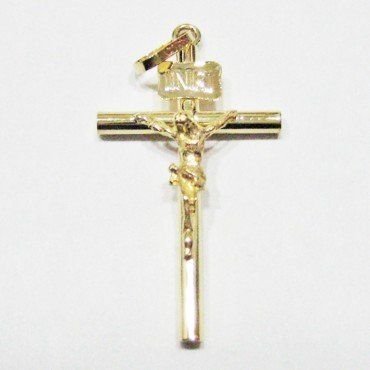 CRUZ ORO AMARILLO CON CRISTO