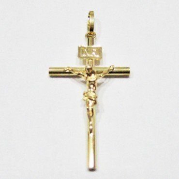 CRUZ ORO AMARILLO CON CRISTO