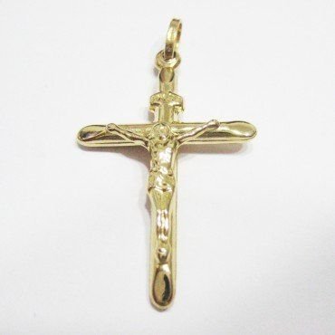CRUZ ORO AMARILLO CON CRISTO