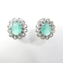 PENDIENTES ORO BLANCO PIEDRA