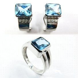 PENDIENTES ORO BLANCO PIEDRA