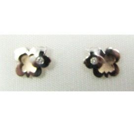 PENDIENTES NIÑA BICOLOR ROSA Y BLANCO