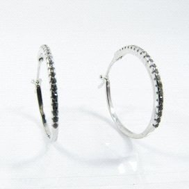 PENDIENTES ARO ORO BLANCO ITALIANO PIEDR