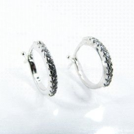 PENDIENTES ARO ORO BLANCO ITALIANO PIEDR