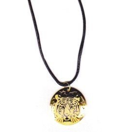 GARGANTILLA CTE. CON CORDON CUERO ORO AM