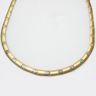 GARGANTILLA ORO BICOLOR ITALIANO PIEDRA