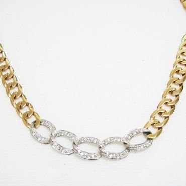 GARGANTILLA ORO BICOLOR ITALIANO PIEDRA