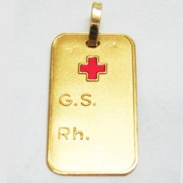 CHAPA GRUPO SANGUINEO ORO AMARILLO
