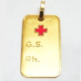 CHAPA GRUPO SANGUINEO ORO AMARILLO