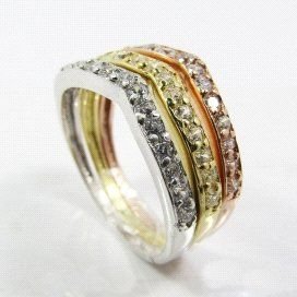 SORTIJA ORO TRICOLOR PIEDRA