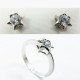 Sortija y Pendientes oro blanco piedra