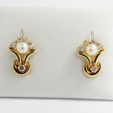 PENDIENTES NIÑA ORO AMARILLO PERLA