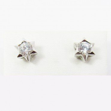 Sortija y Pendientes oro blanco piedra